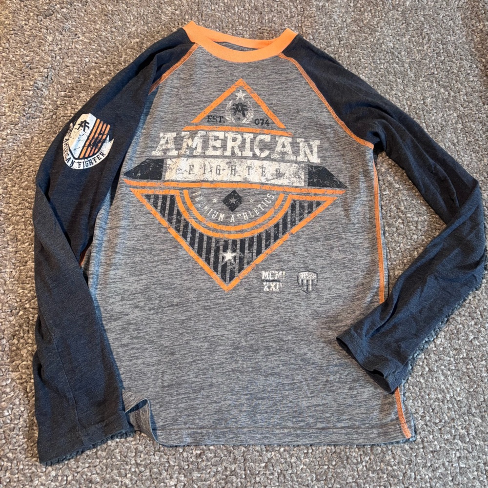 American Fighter Gray and Orange Tee